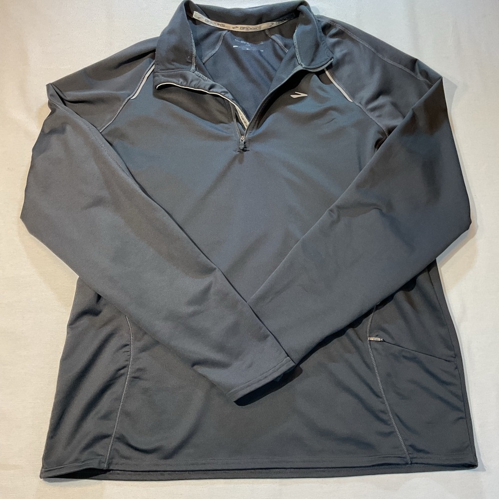 Brooks Men's 1/4 Zip Navy/Gray Equilibrium Pullover Running Jacket, Size M